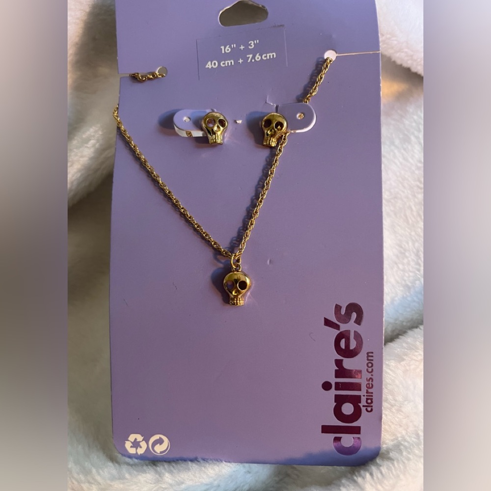 Skull Necklace and Earrings Set from Claire’s